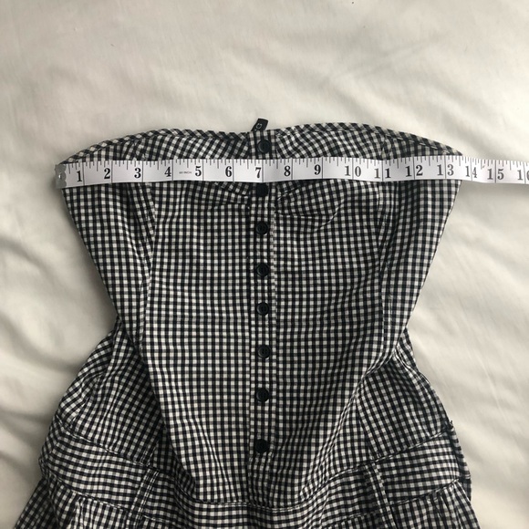 Black and White Gingham Strapless Romper - Picture 9 of 9